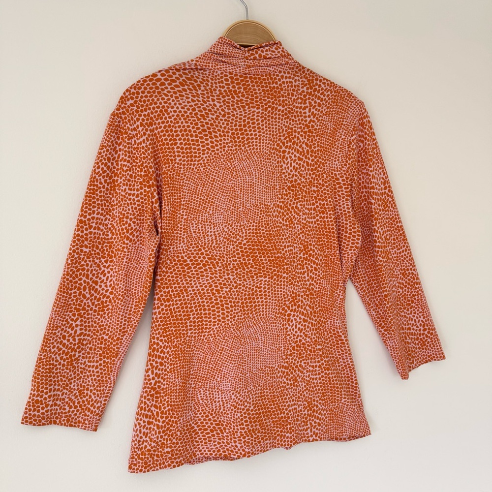 J. McLaughlin Catalina Cloth Vibrant Orange Patterned Faux Wrap Blouse Top Sz M - Picture 8 of 12